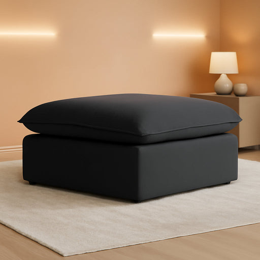 Ottoman Module for Living Room, Storage Ottoman, Cushion Covers Removable, Minimalist Comfy Breathable Footstool Paired with Sofa Couch for Living Room Apartment, Black