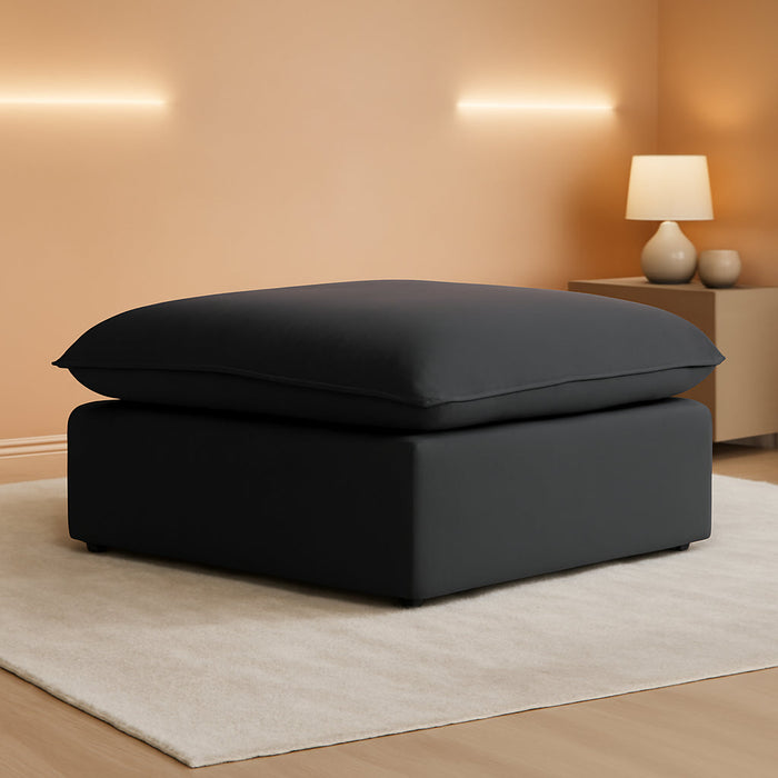 Ottoman Module for Living Room, Storage Ottoman, Cushion Covers Removable, Minimalist Comfy Breathable Footstool Paired with Sofa Couch for Living Room Apartment, Black