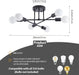 Modern Sputnik Chandelier, 6-Light Ceiling Light, Flush Mount Ceilihg Light Fixture for Bedroom,Dining Room,Kitchen,Office,Black