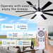 72In Indoor Outdoor Ceiling Fan,Composite Wood Blades Quiet DC Motor Remote