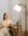 Tall Floor Lamps with 3 Color Temperatures Bulb & Adjustable Linen Shade, for Living Room, Bedroom, Office, Classroom, Dorm Room (9W Bulb Included), Beige & Black, 60"