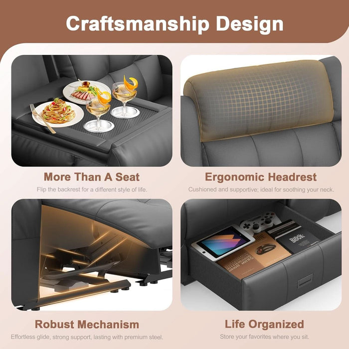 Recliner Sofa, Massage Flip-Back Reclining Sofa 3 Seater Sets Heavy Weight Capacity, RV Loveseat Clearance, Recliner Couch with Storage, Cup Holders, Wall Hugger Couches for Living Room