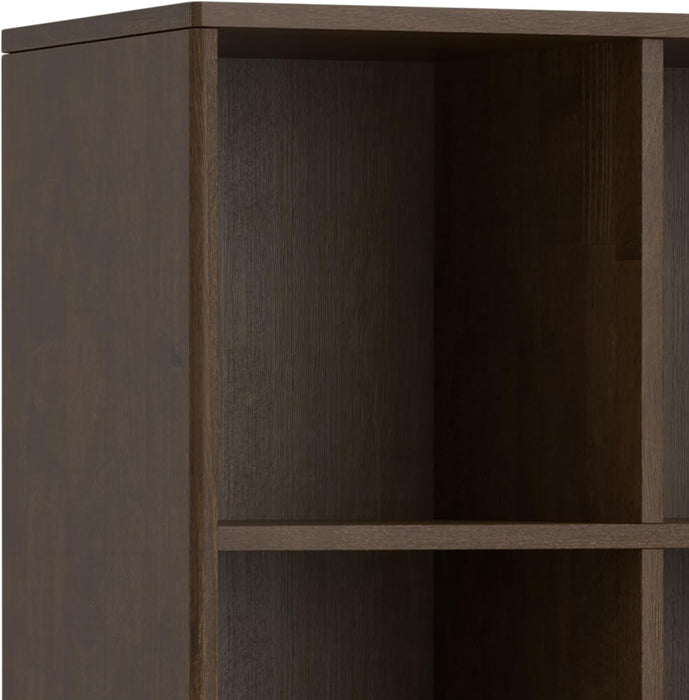 Harper 52" Tall Solid Wood 9-Cube Bookcase in Walnut Brown | Mid-Century Modern Cube Organizer with Angled Frame and Tapered Legs for Living Room or Office; Bookshelf, Shelving Unit.