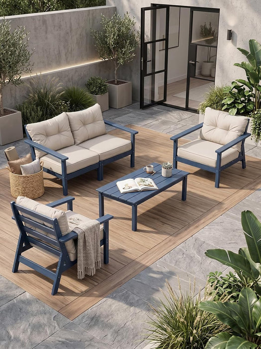 7 Seats HDPE Patio Conversation Sets, Outdoor Patio Furniture Set