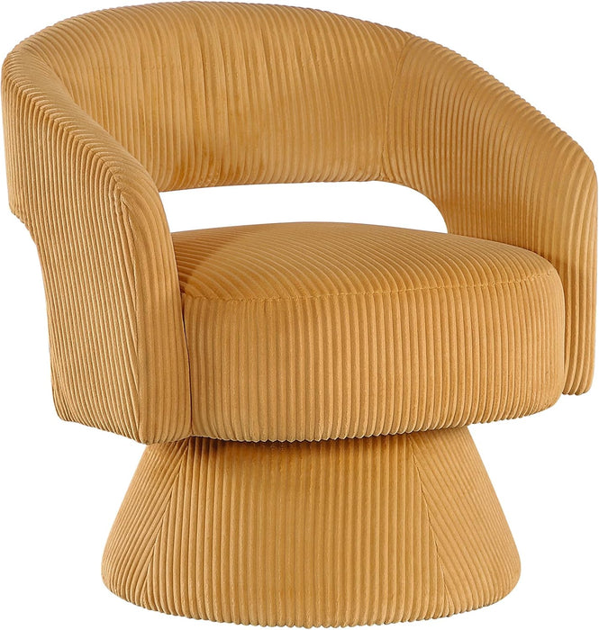 360Degree Swivel Accent Chair Corduroy Yellow Office