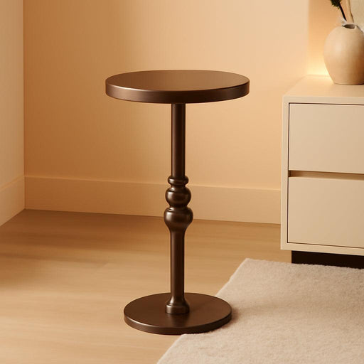 Stratton round Pedestal Drink Table; 13 X 13 X 26; Bronze; Decorative Mini Table for Use as Indoor Plant Stand or Cute Martini Table