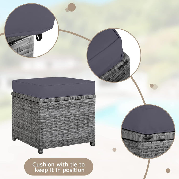 7 Pieces Rattan Wicker Patio Conversation Set (Grey)