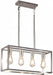 4-Light Dining Room Light Fixture Farmhouse Chandelier Brushed Nickel Modern Kitchen Island Pendant Lights Rectangular Hanging Lights Adjustable Height Metal E26 Base
