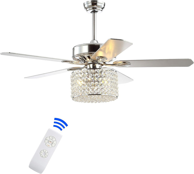 52InchChromeCrystalPrismLEDDrumCeilingFanWithRemoteControl