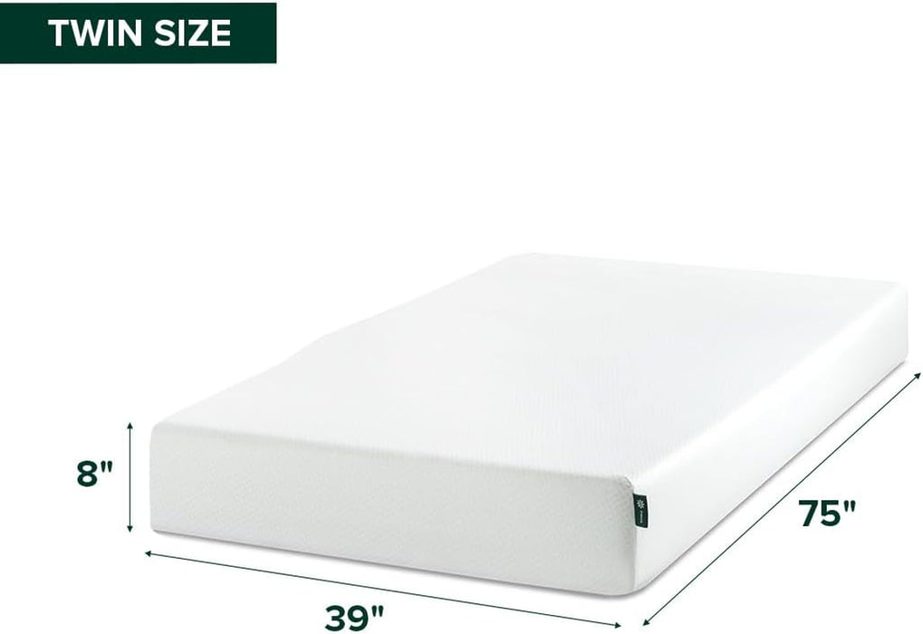 8 Inch Twin Green Tea Memory Foam Mattress, Medium Firm Feel