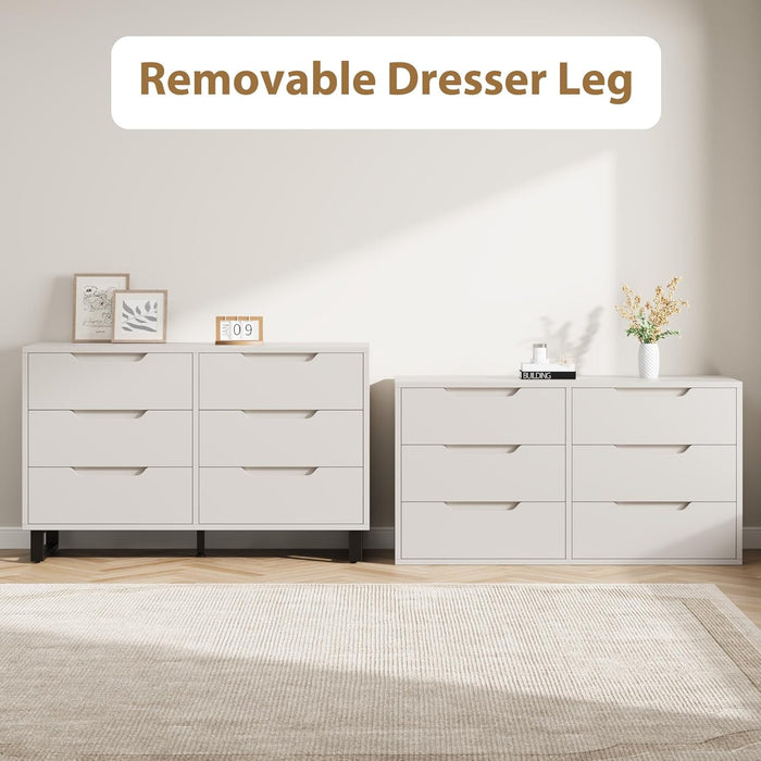 6 Dresser for Bedroom, 47.2 in Wide Dresser, Freestanding Vertical Drawer Cabinet with Storage, Wooden Closet Storage Chest for Living Room, Hallway, Entryway