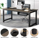 70.8” Executive Desk, Large Office Computer Desk with Thicken Frame, Modern Simple Workstation Business Furniture for Home Office, Vintage Grey/Black