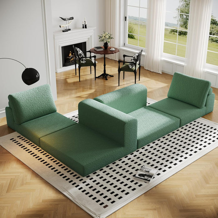 Green Modular Sectional Sofa With Configurable Sections