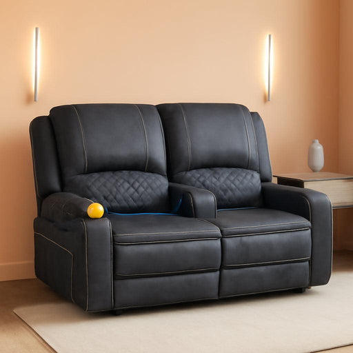 Loveseat Recliner Sofa, Manual Reclining Loveseat with Removable Armrest, Dutch Velvet Recliner Loveseat for Adults with 2-Tier Cushions, USB Charging Ports, Cup Holders - Grey