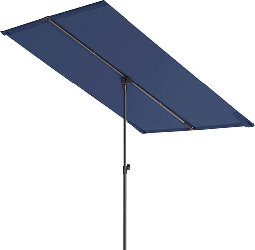 6X4Ft Outdoor Balcony Umbrella - Flat Porch Pool Patio Umbrella Rectangular Canopy Shade UPF50+ UV Protection 360° Rotating & Tilting All Angles Applicable (Navy Blue, No Base)