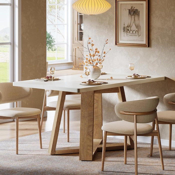 47Inch Dining Table White Brown SpaceSaving Design