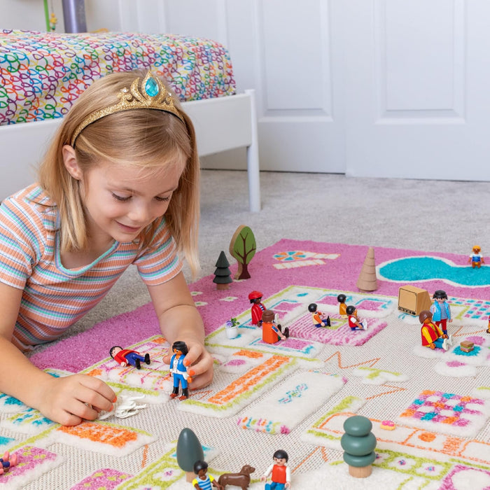Vibrant Pink 3D TexturedDurable Play Rug 31.5x44.5Inches