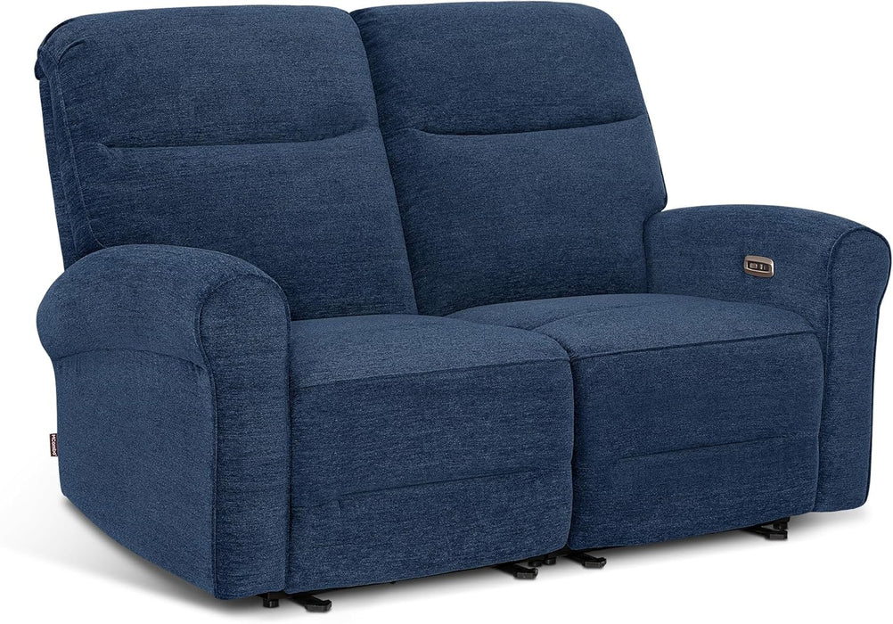64.6" Wall Hugger Power Loveseat Recliner Sofa with USB Ports, Reclining Loveseat for Small Spaces Living Room RV, Fabric PR635M1 (Navy Blue)