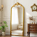 71"X32" Vintage Gold Arched Full Length Mirror with Carved