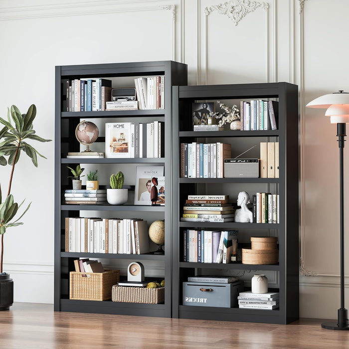 69 Inches Black MetalBookshelf With Adjustable Shelves
