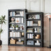 69 Inches Black MetalBookshelf With Adjustable Shelves