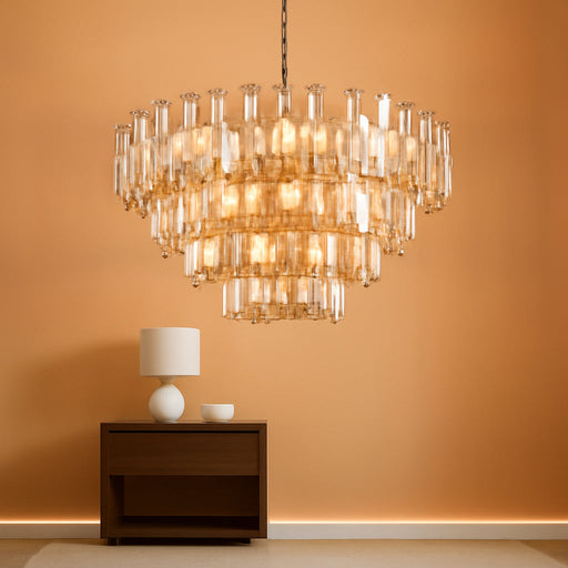 Modern Gold Crystal Chandelier 19-Light Foyer Dining Room Fixture