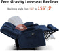 Zero Gravity Power Reclining Sofa with Console, Heat and Vibration Massage, 3 Seater Reclining Couch with USB Ports, Cup Holders for Living Room, Fabric 6035SET (Navy Blue)