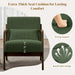 Accent Chair for Living Room, Corduroy Mid Century Modern Reading Armchairs with Lumbar Pillow for Bedroom, Decorative Sofa Chair for Adult Dark Green/Set of 2