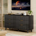Wood 6 Drawers Dresser, 53.2" W Fluted Modern Dressers for Bedroom