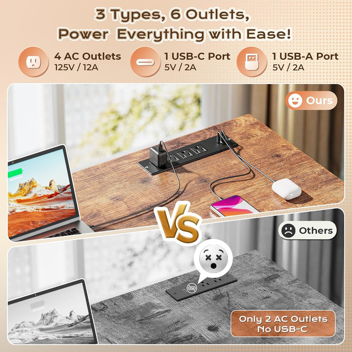 SixtyThreeInch LShaped Desk USBPort Ergonomic Workspace