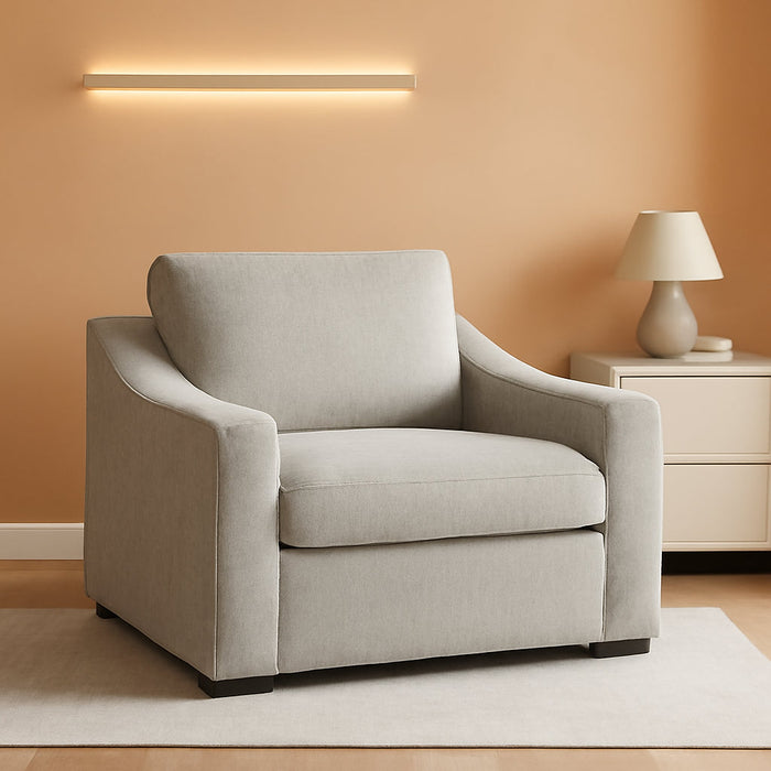 47" Oversized Accent Chair Set of 2, Linen Fabric Modern Chair with Washable Covers, Comfortable Upholstered Large Armchair for Living Room, Bedroom, Office, Oatmeal