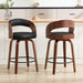 Swivel Bar Stools Set of 2,26" Faux Leather Upholstered Counter Height Barstools with Back,Mid-Century Modern Bar Chairs with Bentwood Legs and Footrest for Kitchen Island Bar Counter Black