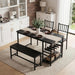 55-Inch Dining Table Set for 4 with Bench, Wine Rack, Black