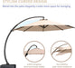 11Ft Offset Cantilever Patio Umbrella with Base Included, Large round Aluminum Outdoor Umbrella, 360° Rotation & Infinite Tilt, Heavy Duty Frame for Deck Pool Backyard, Beige