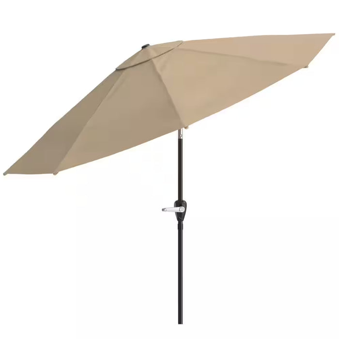 10 Ft. Aluminum Outdoor Market Patio Umbrella with Auto Tilt, Easy Crank Lift in Sand