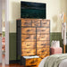 Dresser for Bedroom with 10+4 Storage Drawers, Chest of Drawers, Sturdy Metal Frame & Wood Top, Hallway, Closets, Living Room, 52.2" H X 37.4" W X 11.8" D, Rustic Brown
