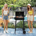 Portable Charcoal Grill with Foldable Side Table, Outdoor BBQ Smoker Grill with Wheels, Thermometer, Adjustable Air Vent, Bottom Shelf, Barrel Barbecue Grills for Patio, Camping & Tailgate