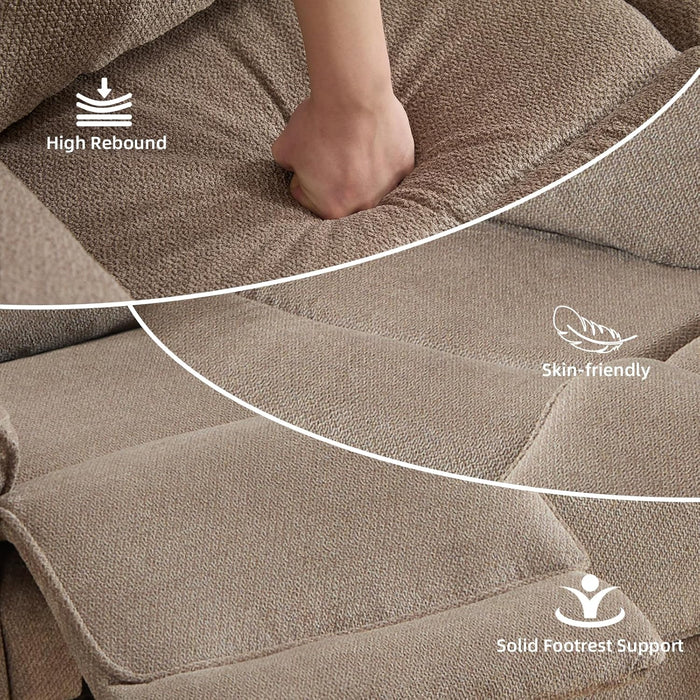 Power Reclining Sofa, 3 Seat Electric Recliner Couch for Adults, Adjustable Home Theater Seating with Side Pocket for Small Space, Living Room, Office(Khaki)