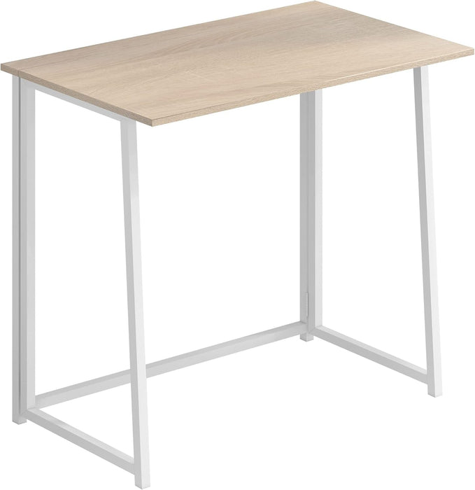 31.5" Folding Desk, Simple Assembly Computer Desk Study Writing Table for Small Space Offices/Home - Natural and White - ShipItFurniture