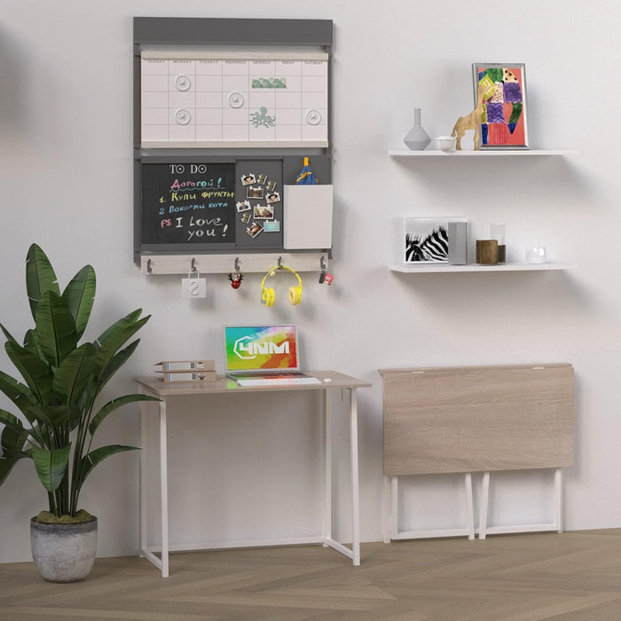 31.5" Folding Desk, Simple Assembly Computer Desk Study Writing Table for Small Space Offices/Home - Natural and White - ShipItFurniture