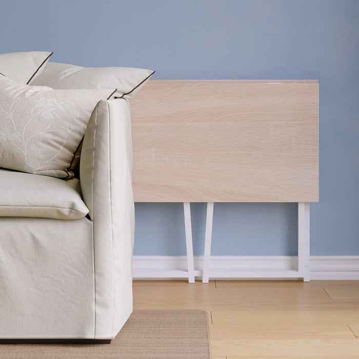 31.5" Folding Desk, Simple Assembly Computer Desk Study Writing Table for Small Space Offices/Home - Natural and White - ShipItFurniture