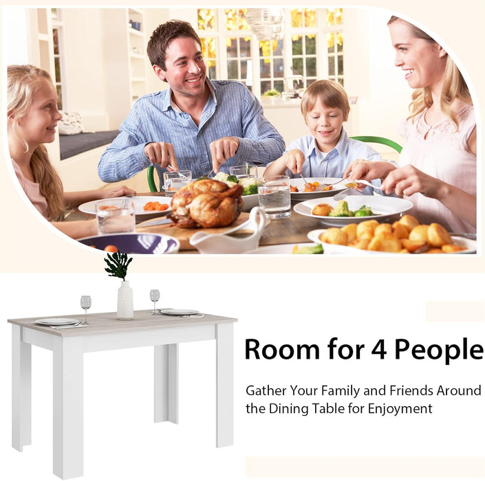 Wooden Dining Table, Modern Kitchen Table for 4, Rectangular Dinner Table for Kitchen, Dining Room, Living Room, Home Dinette Furniture, 47" L X 28" W X 30" H, (White & Light Gray)