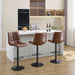 Counter Height Bar Stools, Swivel Barstools Set of 3 with Backs, Modern Brown Bar Chairs for Kitchen Island, Adjustable Height 24"-33", Faux Leather Kitchen Bar Stools (Brown, 3PCS)