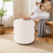 round Ottoman with Storage, Plush Teddy Boucle Footstool for Living Room, Soft Vanity Stool with Hidden Compartment, Circular Foot Rest for Bedroom & Dorm Decor, White