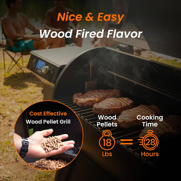 Electric Wood Pellet Grill Smoker with PID 3.0 Controller, 450°F Max Temperature, 8-In-1 Outdoor Grill & Smoker, 459 Square Inches Cook Area, Meat Probes, Rain Cover (450E PRO)