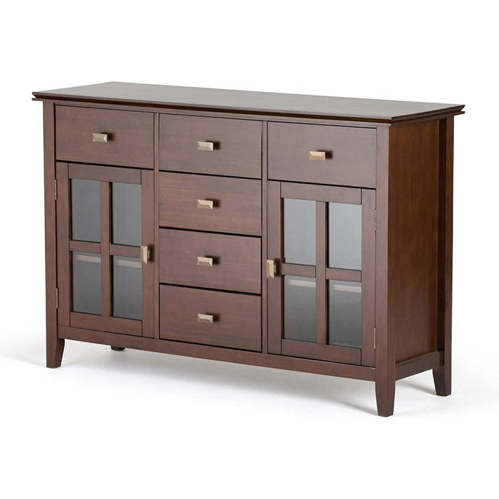 Contemporary Russet Brown Pine Wood Sideboard Buffet