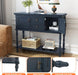Console Table with 2 Drawers, Retro Entryway Table with 2 Door Cabinets and Open Storage Shelf, Narrow Long behind Couch Sofa Table for Living Room, Foyer, Hallway, Blue