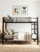 Full XL over Queen Bunk Bed for Adults, Heavy Duty Metal Queen Bunk Bed Frame with Reinforced Steel Slats, Full-Length Guardrails & Anti-Slip Ladder, Noise-Free, No Box Spring Needed, Black
