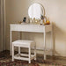 40 Inch Modern Desk with Drawers, Makeup Vanity Desk with Padded Stool, Small Home Office Desk for Bedroom, White