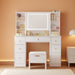 Vanity Desk with Mirror & LED Lights, Built-In Power Outlet, Dimmable LED Lighting, 7 Drawers & 7 Storage Compartments, Includes Padded Stool – Ideal Table for Bedroom Dressing Room (White)